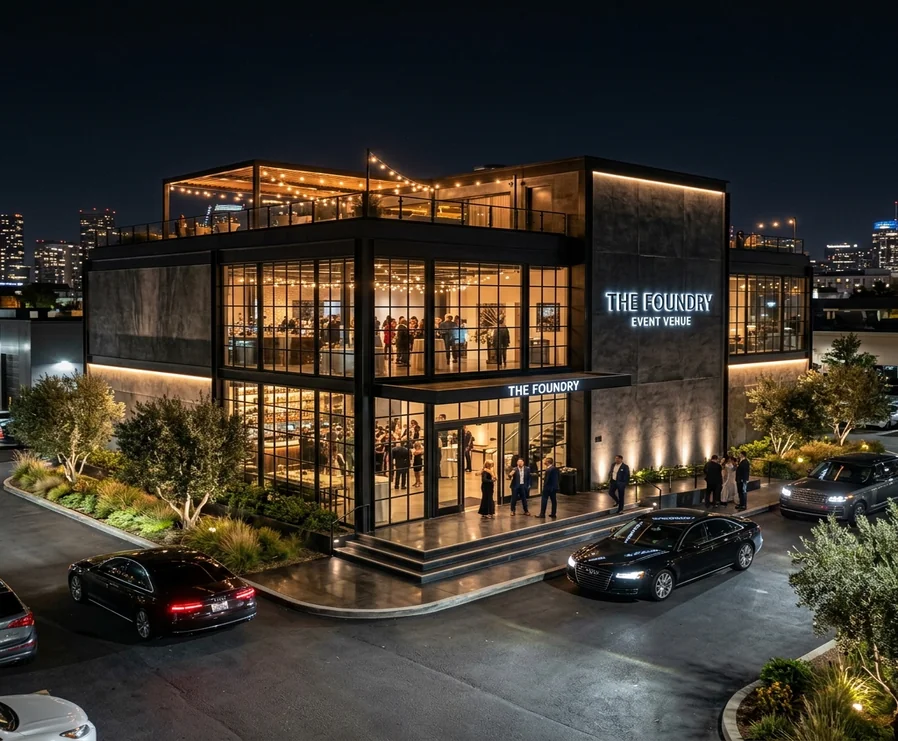 Exterior industrial de Eventos Bunker en Santiago
